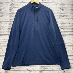 Hill City 1/2 Zip Pullover Jacket Mens L Blue Performance Zip Pocket Thumb Hole